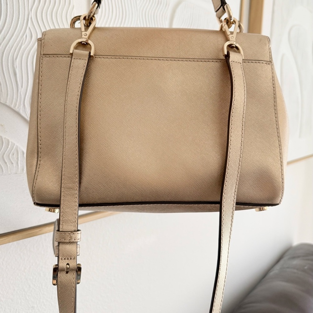 Michael Kors Metallic Gold Satchel with Logo Charm - Picture 2 of 4